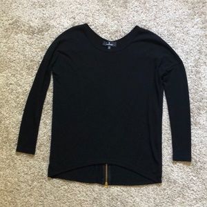Black sweater with gold zipper